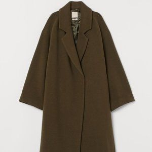 H&M Premium Wool-blend Coat Dark khaki green